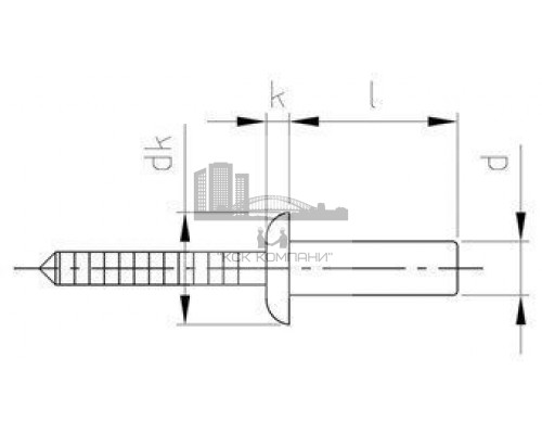 Заклепка 4x14 ISO 16585 A2 нержавеющая, глухая, с плоской головкой, закрытая, рифленая оправка