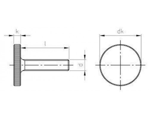 DIN 653 AISI 303 M 6X14 Винт с накатанной головой нажимной низкий рифленый нержавеющий