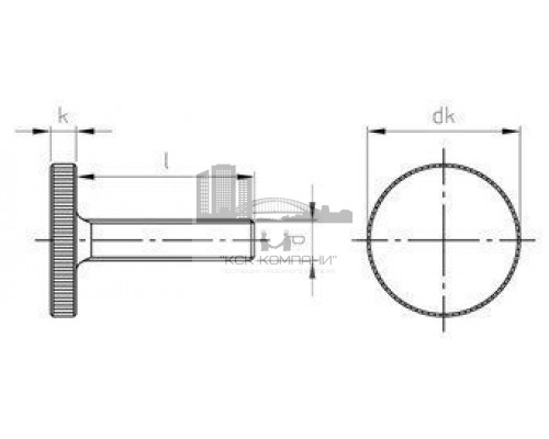 DIN 653 AISI 303 M 2X4 Винт с накатанной головой нажимной низкий рифленый нержавеющий