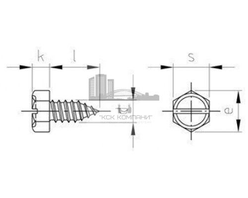 DIN 7976 A2 C 4,2X13 SZ Винт самонарезающий с шестигранной головой и прямым шлицем нержавеющий  купить в Москве
