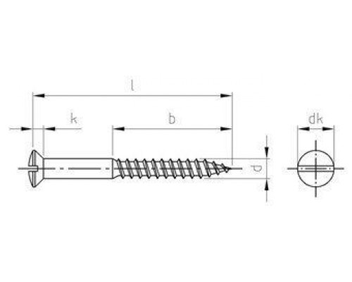 DIN 95 A2 3,5X45 Шуруп нержавеющий с полупотайной головой по дереву