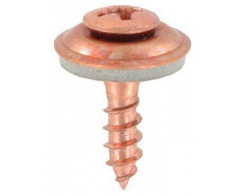 Art. 9167 A2-Cu 4,5X25 Z Шуруп по дереву с полупотайной головой с закрепленной EPDM-шайбой (15 мм), шлиц PZ
