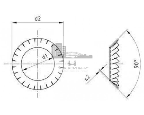 DIN 6798 A2 V 10,5 Шайбы тип V с внешними зубьями для винтов с потайной головкой стопорные пружинные