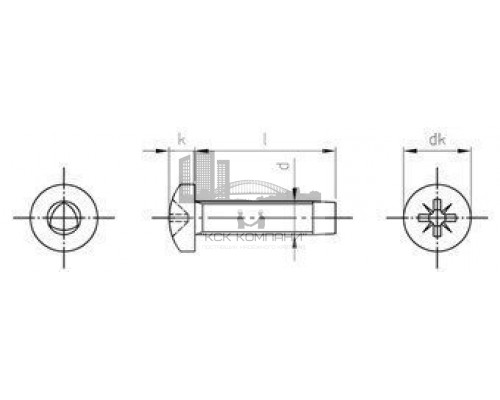 DIN 7500 A2 CE M6X8 Z Винт резьбовыдавливающий с цилиндрической головой со сферой тип C, шлиц PZ