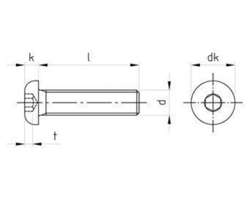 ISO 7380-1 A2 M 5X80/80 Винт нержавеющий с полукруглой головой и внутренним шестигранником