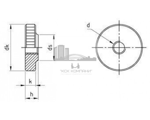 DIN 467 AISI 303 M 6 Гайка нержавеющая низкий тип с накатанной головкой low type