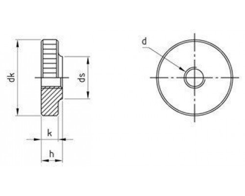 DIN 467 AISI 303 M 8 Гайка нержавеющая низкий тип с накатанной головкой low type