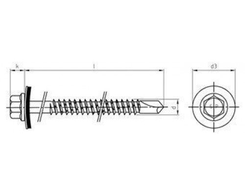 Art. 9504 A2/CV 5,5X110 Винт биметаллический самонарезающий сверлоконечный с уплотнительной шайбой 16 мм (сверл. способность 6 мм)