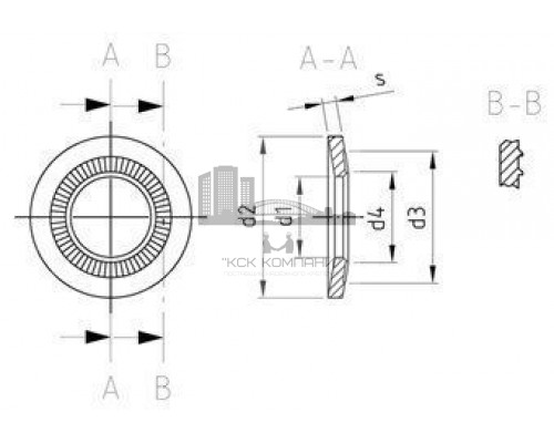 NF E 25-511 A4 4X10X0,9 Шайба пружинная тип M с насечками