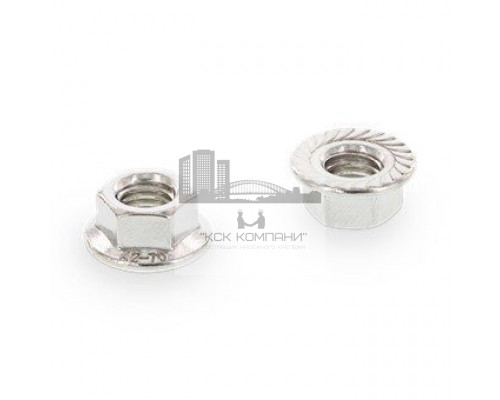 DIN 6923 М10 SW15 A4 Гайка нержавеющая, шестигранная с зубцами фланцевая