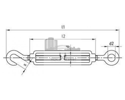 Art. 9072 A4 M 20 type C Талреп тип кольцо-крюк для натяжения каната нержавеющий  купить в Москве