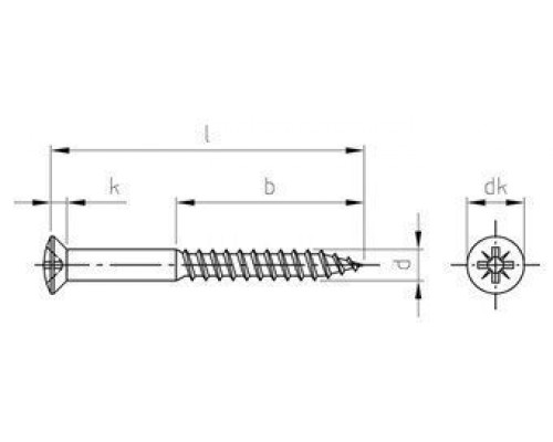 DIN 7995 A2 6,0X120 Z Шуруп по дереву с полупотайной головой и крестообразным шлицем PZ