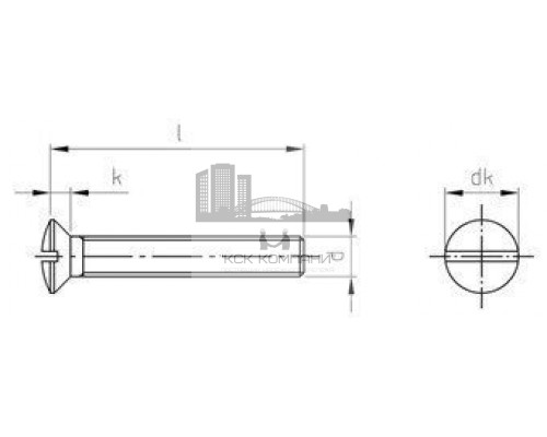 DIN 964 A2 M 6X50 Винт с полупотайной головой и прямым шлицем нержавеющий