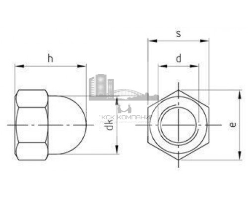 Гайка М5 DIN 1587 AISI 303 SW8 нержавеющая высокая шестигранная