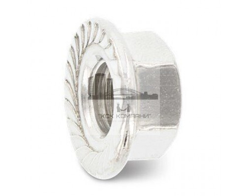 DIN 6923 М10 SW15 A4 Гайка нержавеющая, шестигранная с зубцами фланцевая