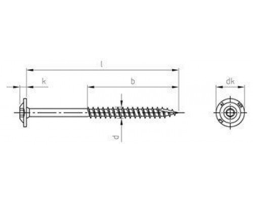 Art. 9250 A4 6,0X90/54 TX25 Шуруп с полукруглой головкой с пресс-шайбой, неполной резьбой и звездообразным шлицем TX (Torx) нержавеющий