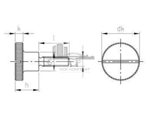 DIN 465 AISI 303 M 4X10 Винт нажимной нержавеющий с шлицем и накатанной головкой высокий рифленый