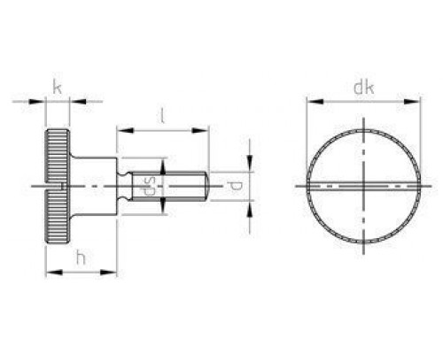 DIN 465 AISI 303 M 6X12 Винт нажимной нержавеющий с шлицем и накатанной головкой высокий рифленый