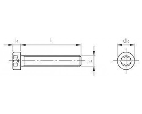ISO 14580 A2 M2X10 TX6 Винт с низкой цилиндрической головой и звездообразным шлицем TORX
