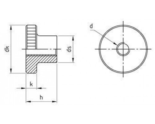 DIN 466 AISI 303 M 10 Гайка нержавеющая высокий тип с накатанной головкой high type