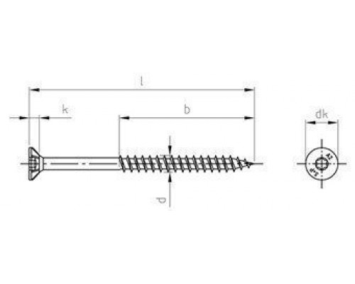 Art. 9047 A2 10,0X80/55 TX40 Саморез универсальный с потайной головой и шлицем TORX нержавеющий