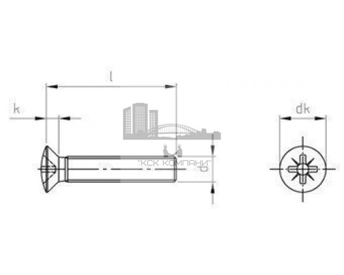 DIN 966 A2 M 6X95 Z Винт с полупотайной головой и крестообразным шлицем PZ (Pozidrive) нержавеющий