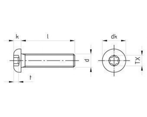 ISO 7380-1 A4 M 10X35/35 TX50 Винт нержавеющий с полукруглой головой и звездообразным шлицем TX (Torx)
