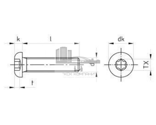 ISO 7380-1 A4 M 4X35/35 TX20 Винт нержавеющий с полукруглой головой и звездообразным шлицем TX (Torx)