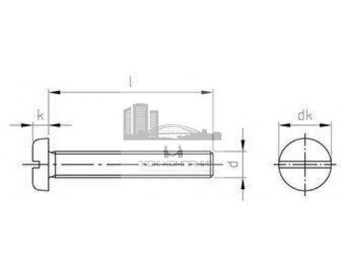 DIN 85 A2 M 3X6 Винт с цилиндрической скругленной головой и прямым шлицем нержавеющий