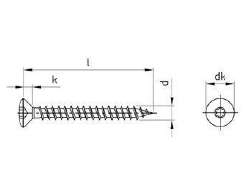 Art. 9046 A2 6,0X60 TX25 Cаморез универсальный с полупотайной головой и шлицем TORX нержавеющий