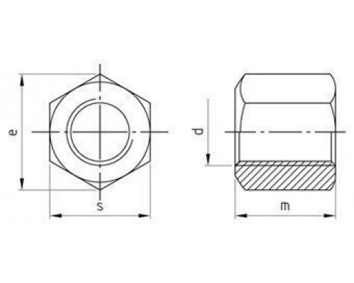 DIN 6330 М10 SW16 A2 Гайка нержавеющая шестигранная, тип В, высокая 1,5 d