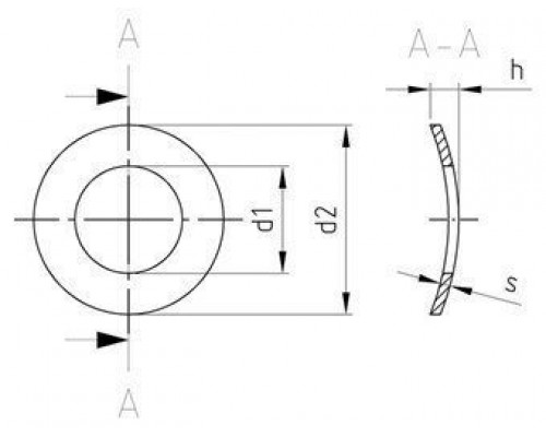 DIN 137 AISI 301 A 2,3 Шайбы типа А пружинные изогнутые