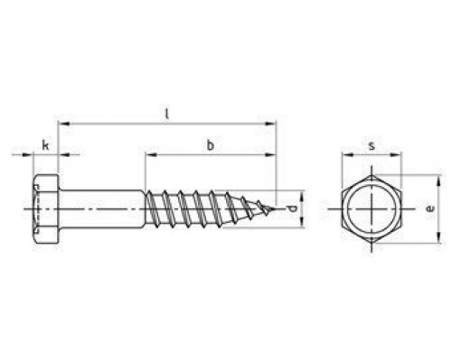 DIN 571 A2 5X90 Шуруп по дереву с шестигранной головой нержавеющий (глухарь)
