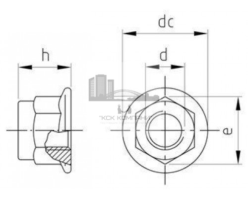 DIN 6926 М5 SW8 A4 Гайка самоконтрящаяся без зазубрин, шестигранная фланцевая нержавеющая