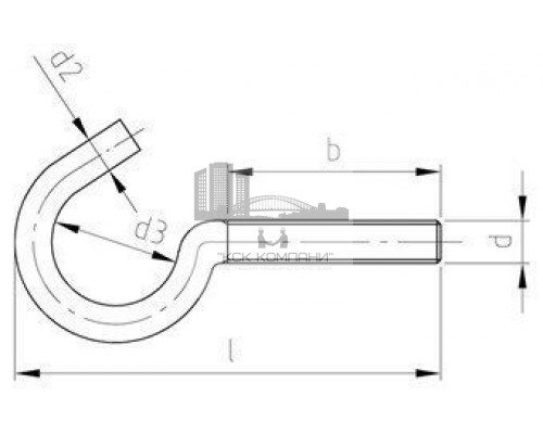 Art. 9081 A2 M5X50 Винт крюк с метрической резьбой