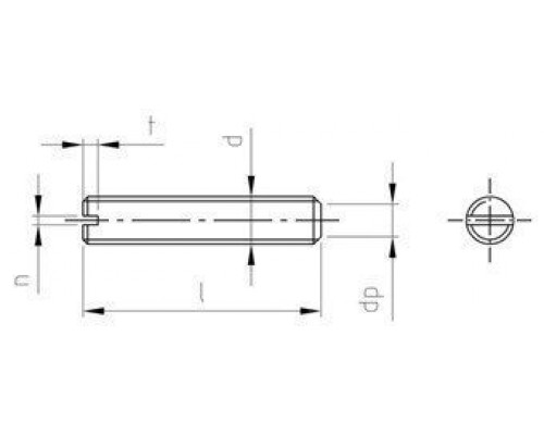 DIN 551 AISI 303 M 2,5X16 Винт с плоским концом и прямым шлицем нержавеющий установочный