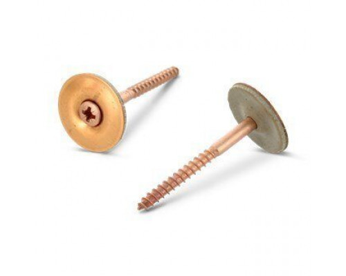 Art. 9069 A2-Cu 4,5X35 Z Шуруп по дереву с полупотайной головой с закрепленной EPDM-шайбой (25 мм), шлиц PZ  купить в Москве