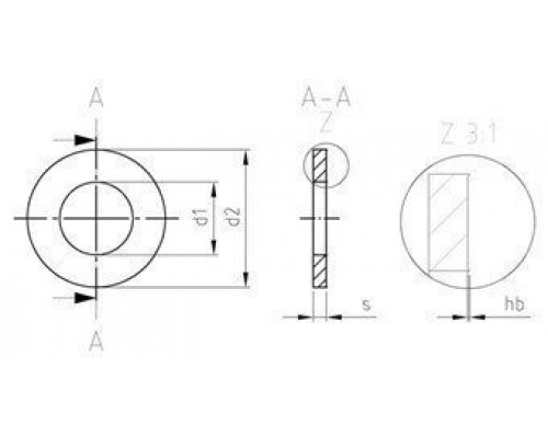 NF E 25-514 A4 M2,5 Шайба плоская форма "M" нержавеющая