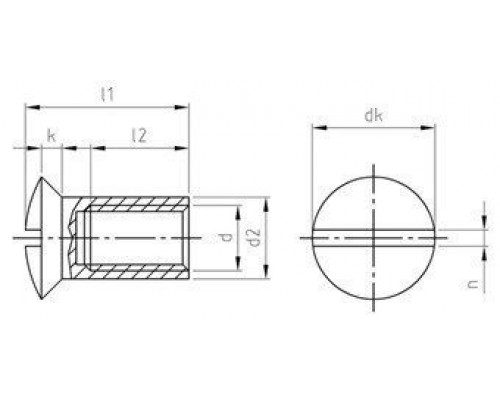 Art. 9061 М6X15 A4 Гайка стяжная нержавеющая с полупотайной головкой, шлиц прямой