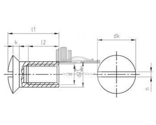 Art. 9061 М5X15 A1 Гайка стяжная нержавеющая с полупотайной головкой, шлиц прямой