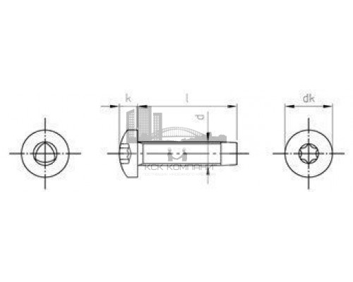 DIN 7500 A2 CE M3X10 TX10 Винт резьбовыдавливающий с цилиндрической головой со сферой тип C, шлиц TX