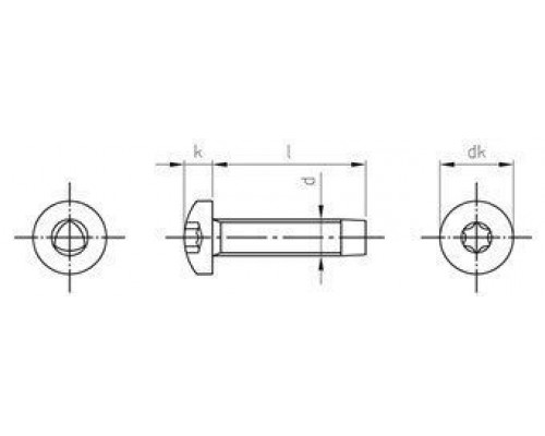 DIN 7500 A2 CE M5X10 TX25 Винт резьбовыдавливающий с цилиндрической головой со сферой тип C, шлиц TX