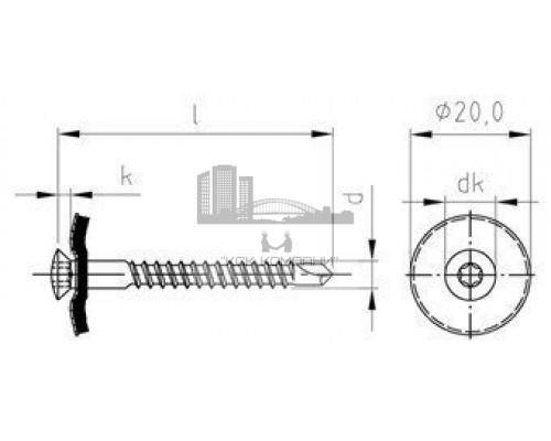 Art. 9388 A2-Cu 4,5X45 TX20 Шуруп по дереву c полупотайной головкой и EPDM-шайбой (20 мм) шлиц TX  купить в Москве
