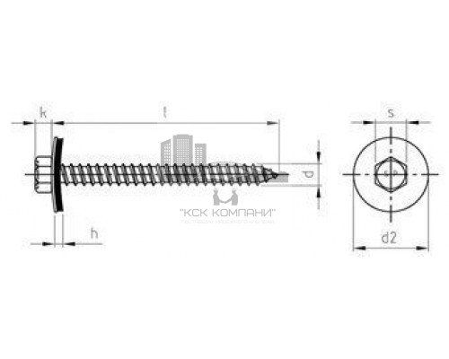 Art. 9098 A2 A 6,5X50 Саморез фасадный с острым концом, шестигранной головой и EPDM-шайбой 22 мм  купить в Москве
