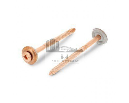 Art. 9287 A2-Cu 5,0X250 TX25 Шуруп по дереву с полупотайной головой с закрепленной EPDM-шайбой (15 мм), шлиц TX