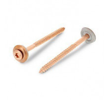 Art. 9287 A2-Cu 5,0X300 TX25 Шуруп по дереву с полупотайной головой с закрепленной EPDM-шайбой (15 мм), шлиц TX