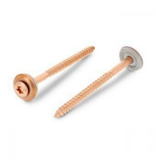 Art. 9287 A2-Cu 4,5X90 TX25 Шуруп по дереву с полупотайной головой с закрепленной EPDM-шайбой (15 мм), шлиц TX