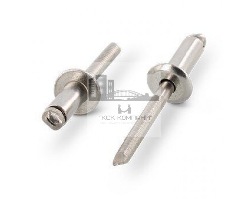 Заклепка ISO 15983 A2/A2 3X16 нержавеющая вытяжная, открытый конец, рифленая оправа со стандартным бортиком