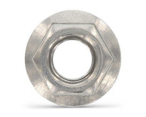 DIN 6923 М10 SW15 A4 Гайка нержавеющая, шестигранная, фланцевая без зазубрин DIN 6923 М10 SW15 A4 Гайка нержавеющая, шестигранная, фланцевая без зазубрин