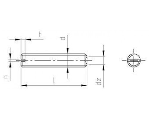 DIN 438 A2 M 4X12 Винт установочный с засверленным концом и прямым шлицем нержавеющий